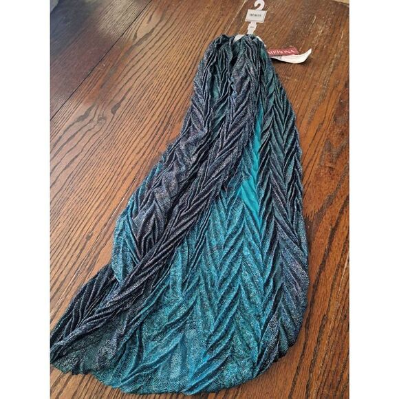 New Merona 2014 Infinity Scarf Jam Loop Scarf Turquoise Black Silver Wrap NWT - Picture 2 of 6